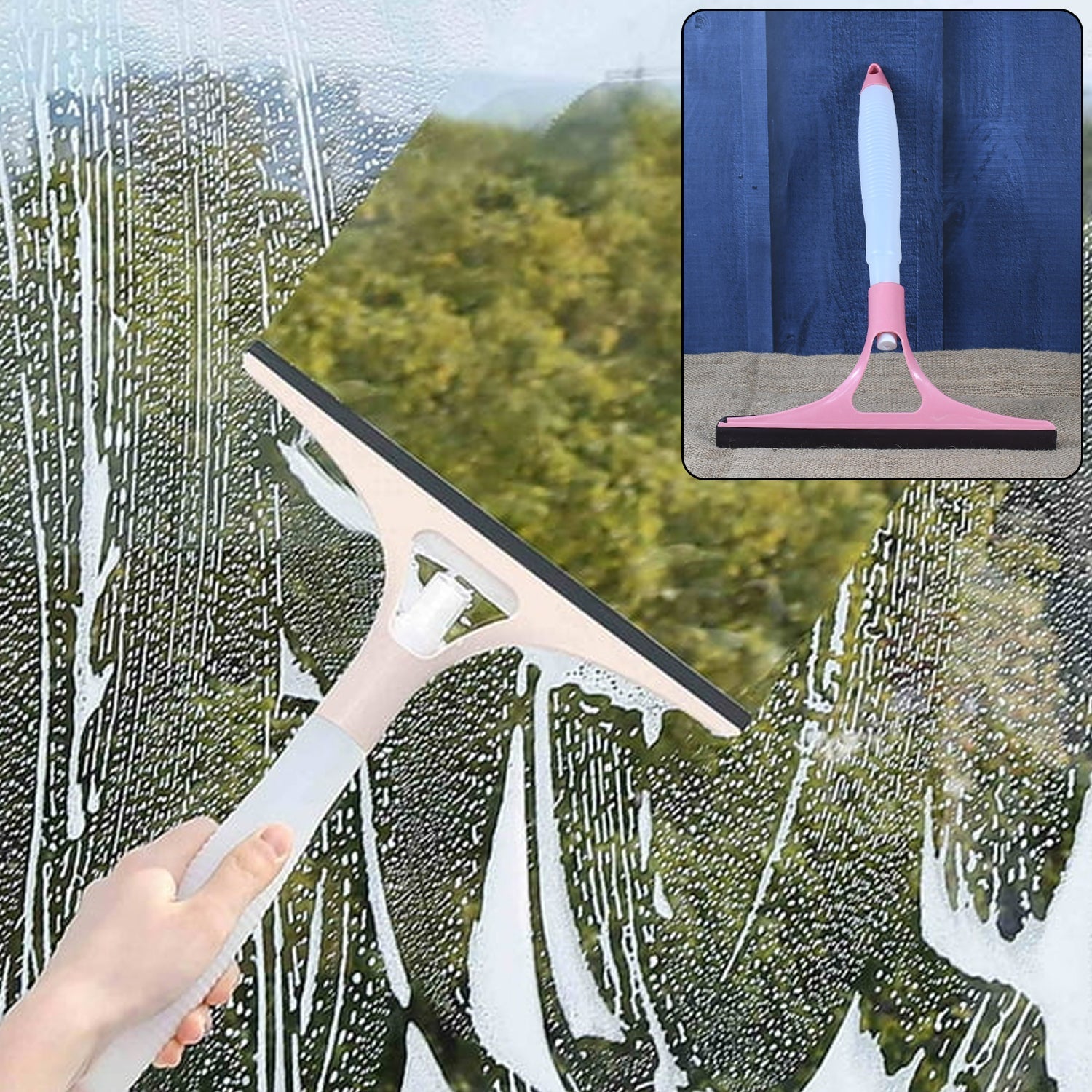 0620 Home Practical Washing Brush Magic Spray Type Cleaning Brush With Spray Bottle Glass Wiper Window Clean Shave Glass Sponge Car Window Cleaning (1 Pc) - Namma Angadi