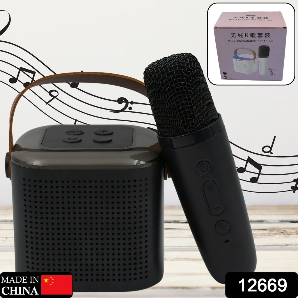 12669 Wireless Speaker Microphone Set Rgb Light Support Memory Card Portablekaraoke Machine Perfect For Travel Tv - Namma Angadi