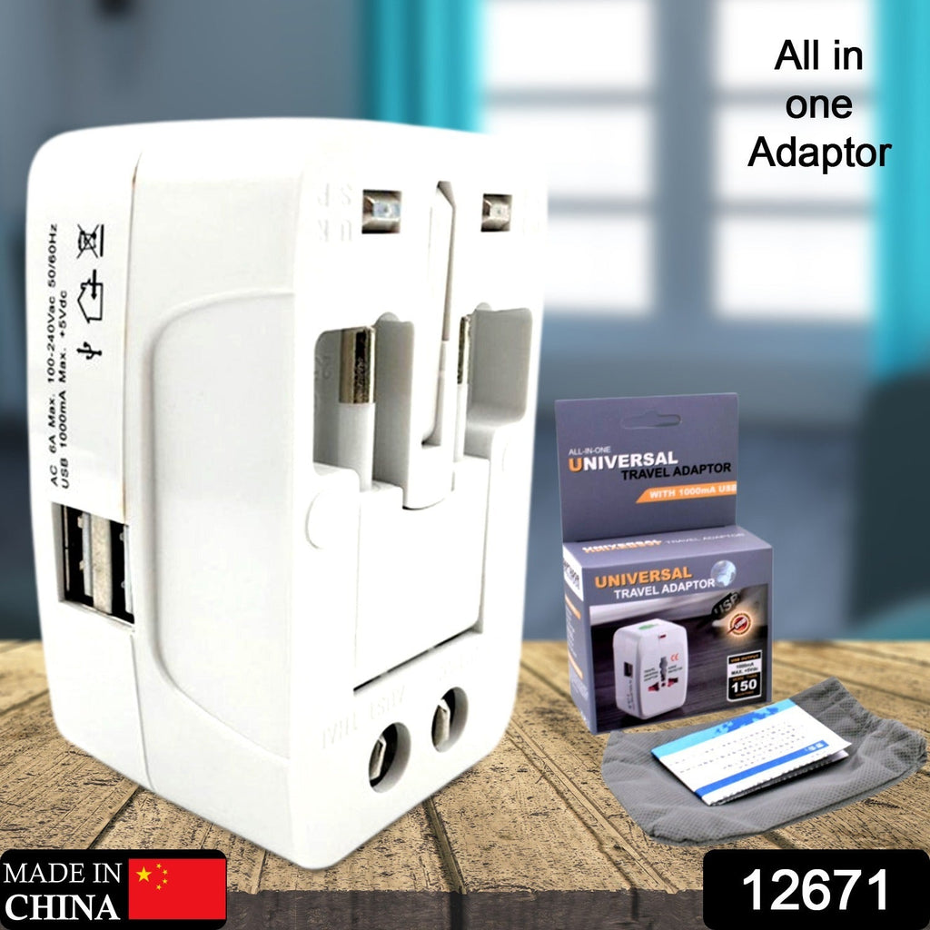 12671 All - in - one Universal Worldwide Travelling Ac Adaptor Plug (Au Uk Us Eu) International Power Charger Electric Usb Power Plug Socket Adapter Converter (1 Pc) - Namma Angadi