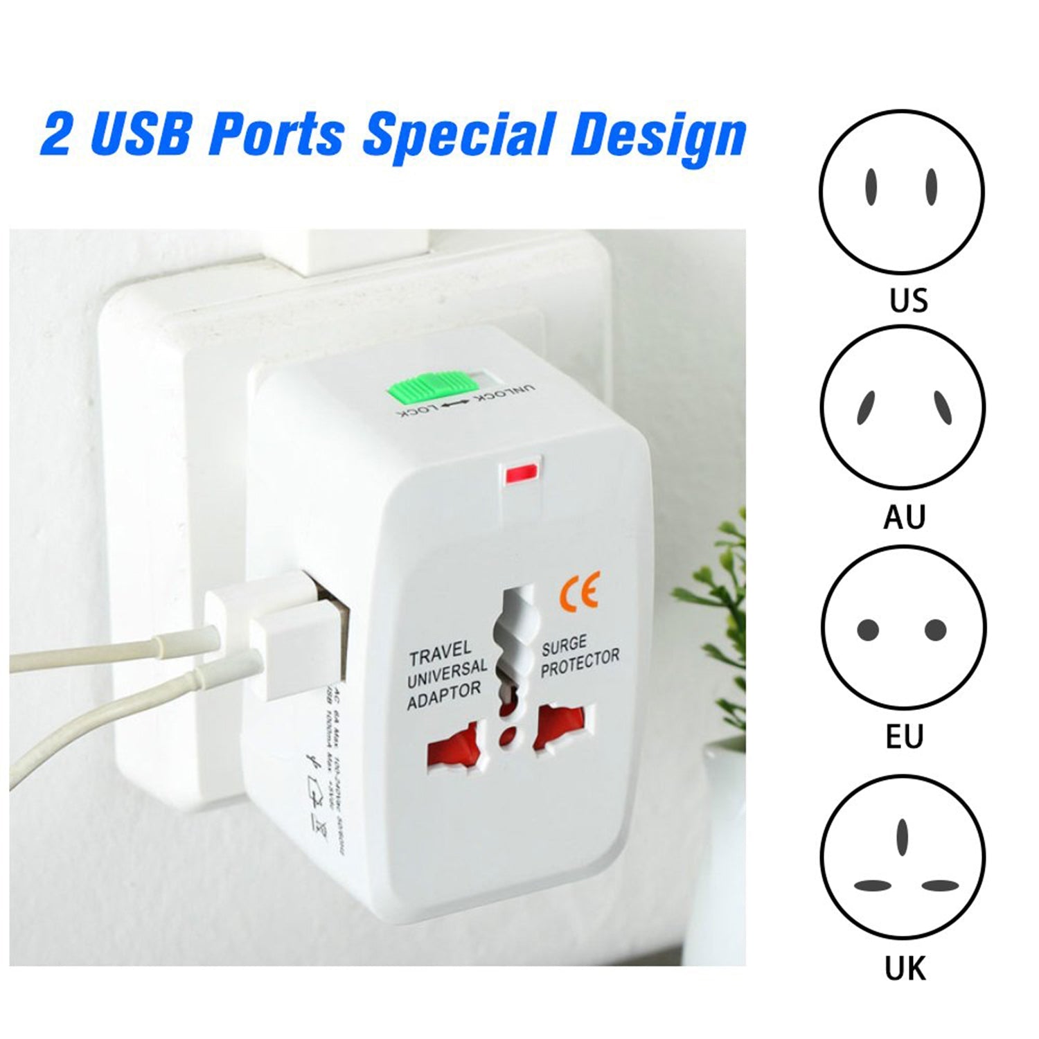 12671 All - in - one Universal Worldwide Travelling Ac Adaptor Plug (Au Uk Us Eu) International Power Charger Electric Usb Power Plug Socket Adapter Converter (1 Pc) - Namma Angadi