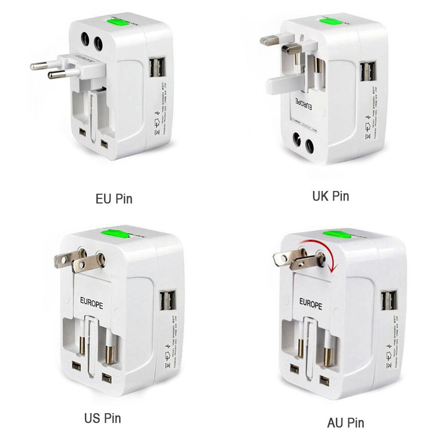 12671 All - in - one Universal Worldwide Travelling Ac Adaptor Plug (Au Uk Us Eu) International Power Charger Electric Usb Power Plug Socket Adapter Converter (1 Pc) - Namma Angadi