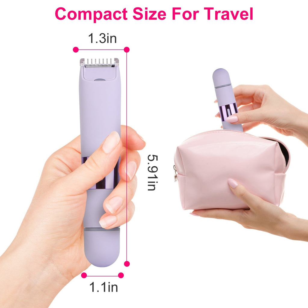 1Pc 2 In 1 Bikini Trimmer For Women Dual Head Cordless Body Shaver IPX5 Waterproof Rechargeable Pubic Hair Razor Wet And Dry Use For Bikini Underarm Leg Arm Body Face - Namma Angadi