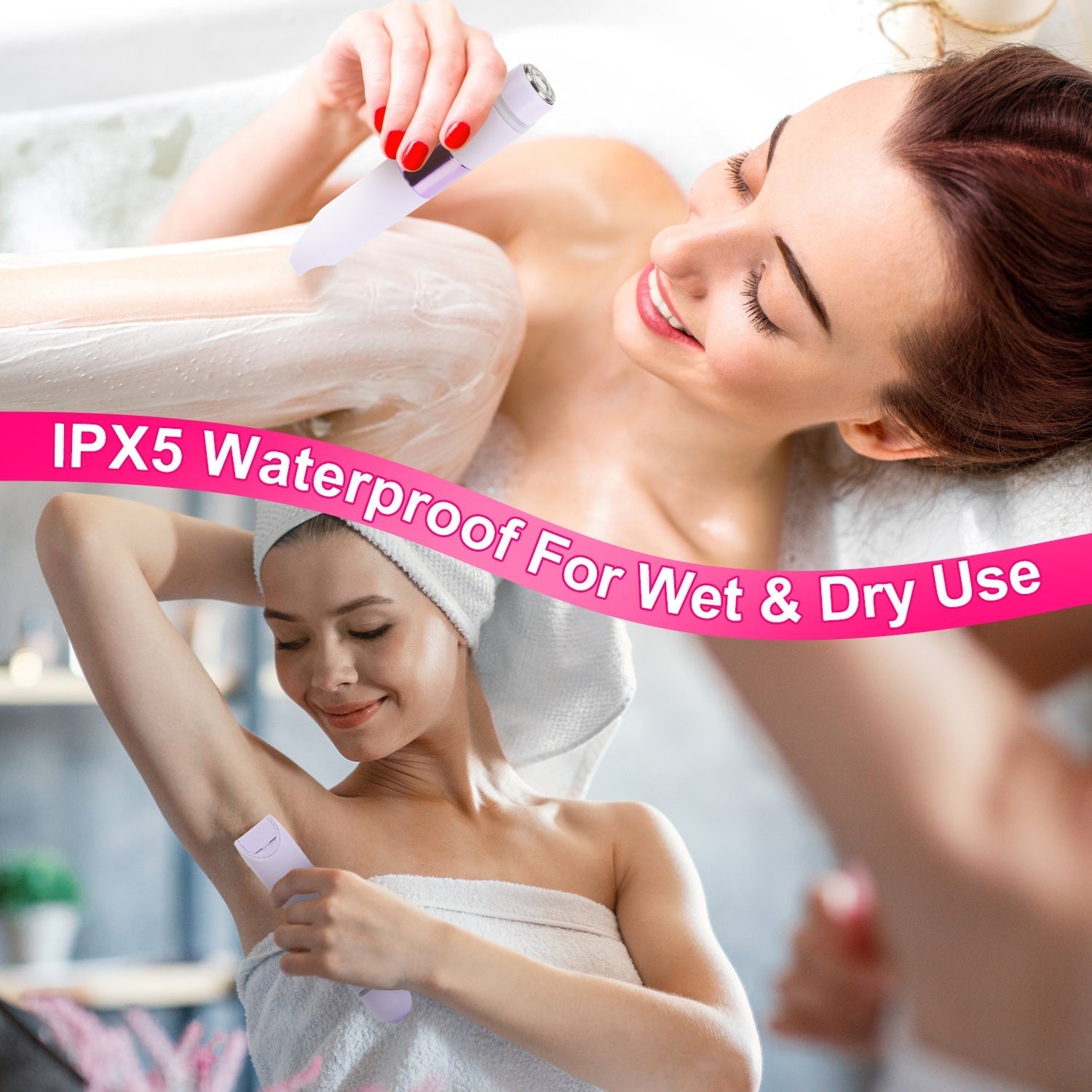 1Pc 2 In 1 Bikini Trimmer For Women Dual Head Cordless Body Shaver IPX5 Waterproof Rechargeable Pubic Hair Razor Wet And Dry Use For Bikini Underarm Leg Arm Body Face - Namma Angadi