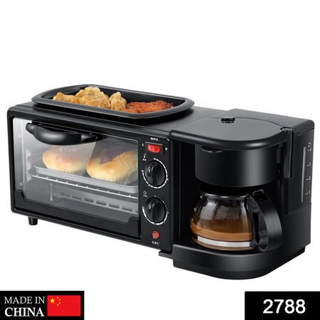 2788 3 In 1 Breakfast Maker Portable Toaster Oven Grill Pan Coffee Maker Full Breakfast Ready At One Go - Namma Angadi