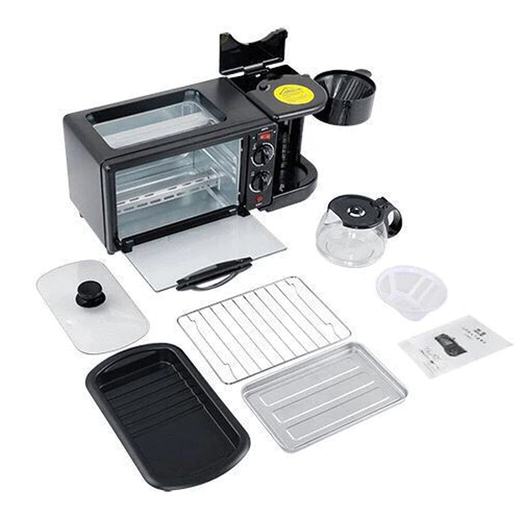 2788 3 In 1 Breakfast Maker Portable Toaster Oven Grill Pan Coffee Maker Full Breakfast Ready At One Go - Namma Angadi
