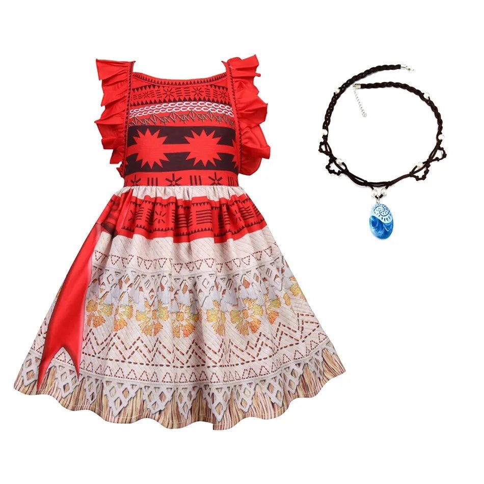 3 - 10 Years Girls Vaiana Dress Moana Costume Children Halloween Princess Party Outfit Clothes Kids Carnival Fancy Clothes - Namma Angadi