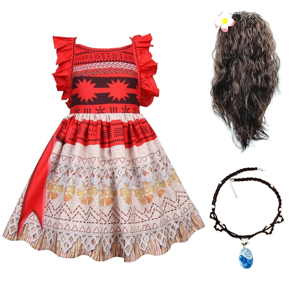 3 - 10 Years Girls Vaiana Dress Moana Costume Children Halloween Princess Party Outfit Clothes Kids Carnival Fancy Clothes - Namma Angadi
