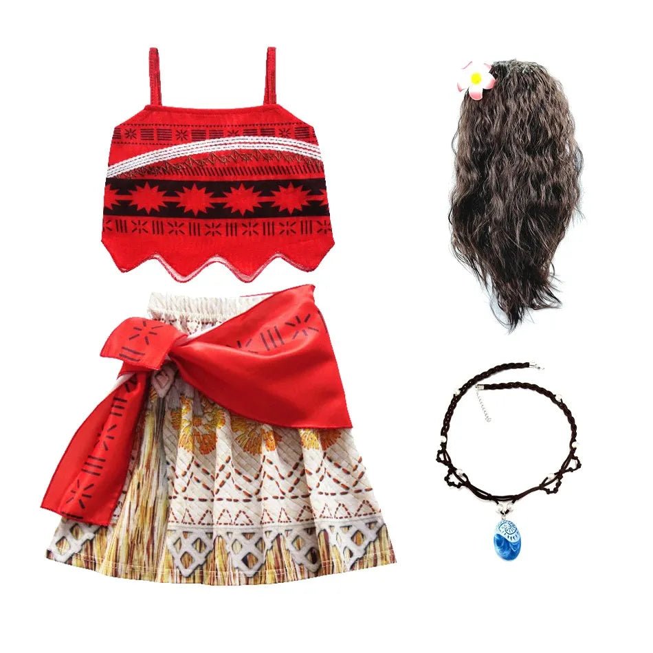3 - 10 Years Girls Vaiana Dress Moana Costume Children Halloween Princess Party Outfit Clothes Kids Carnival Fancy Clothes - Namma Angadi
