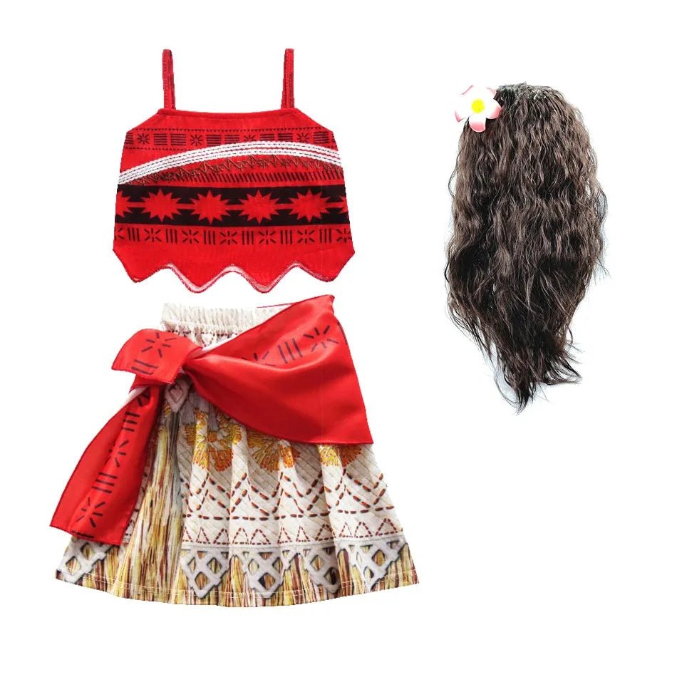 3 - 10 Years Girls Vaiana Dress Moana Costume Children Halloween Princess Party Outfit Clothes Kids Carnival Fancy Clothes - Namma Angadi