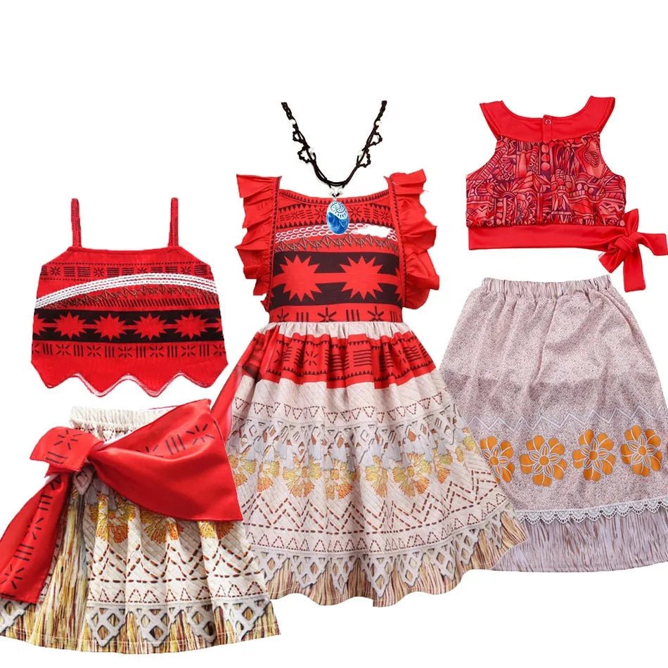 3 - 10 Years Girls Vaiana Dress Moana Costume Children Halloween Princess Party Outfit Clothes Kids Carnival Fancy Clothes - Namma Angadi