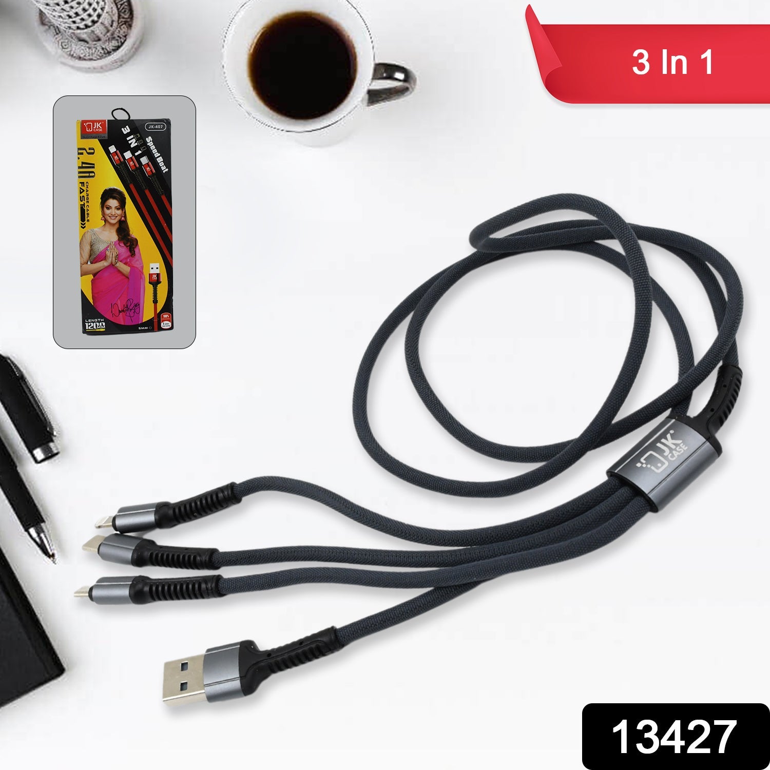 3 In 1 Multi Super Fast Charging Cable (1 Pc 1200 Mm) - Namma Angadi