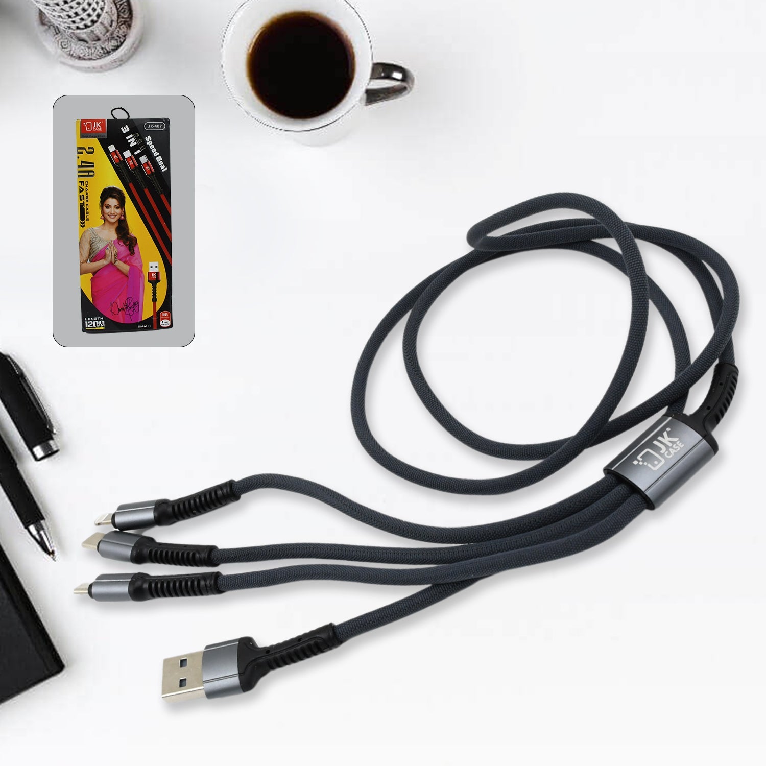3 In 1 Multi Super Fast Charging Cable (1 Pc 1200 Mm) - Namma Angadi