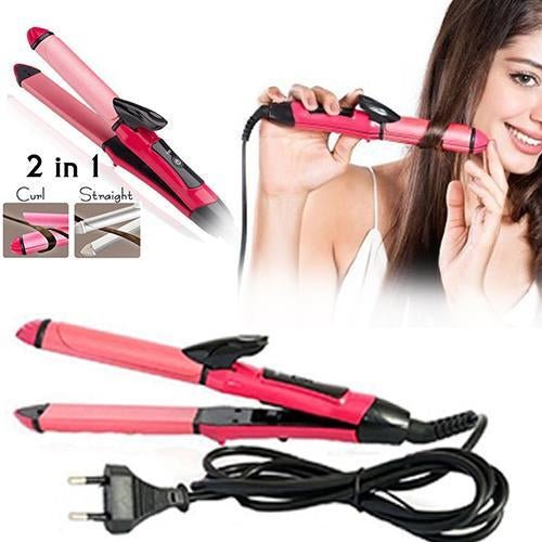 385 2 In 1 Hair Straightener And Curler Machine For Women Curl Straight Hair Iron - Namma Angadi
