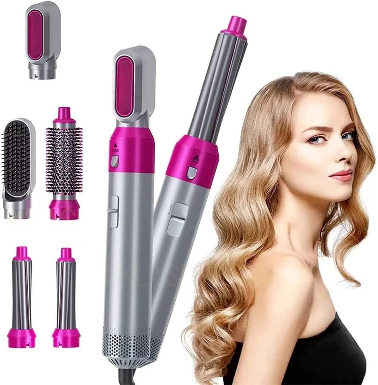 5 in 1 Multifunctional Hair Dryer Styling Tool, Detachable 5 - in - 1 Multi - Head Hot Air Comb, The Negative Ion Automatic Suction Hair Curler - Namma Angadi