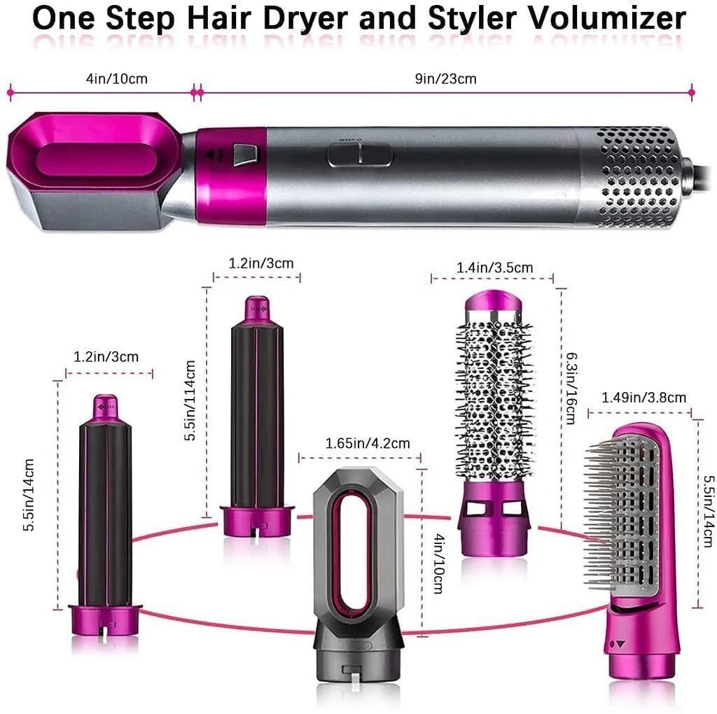 5 in 1 Multifunctional Hair Dryer Styling Tool, Detachable 5 - in - 1 Multi - Head Hot Air Comb, The Negative Ion Automatic Suction Hair Curler - Namma Angadi