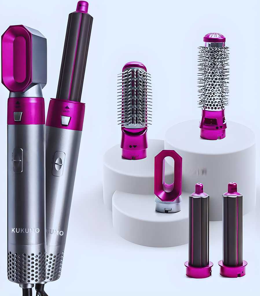 5 in 1 Multifunctional Hair Dryer Styling Tool, Detachable 5 - in - 1 Multi - Head Hot Air Comb, The Negative Ion Automatic Suction Hair Curler - Namma Angadi