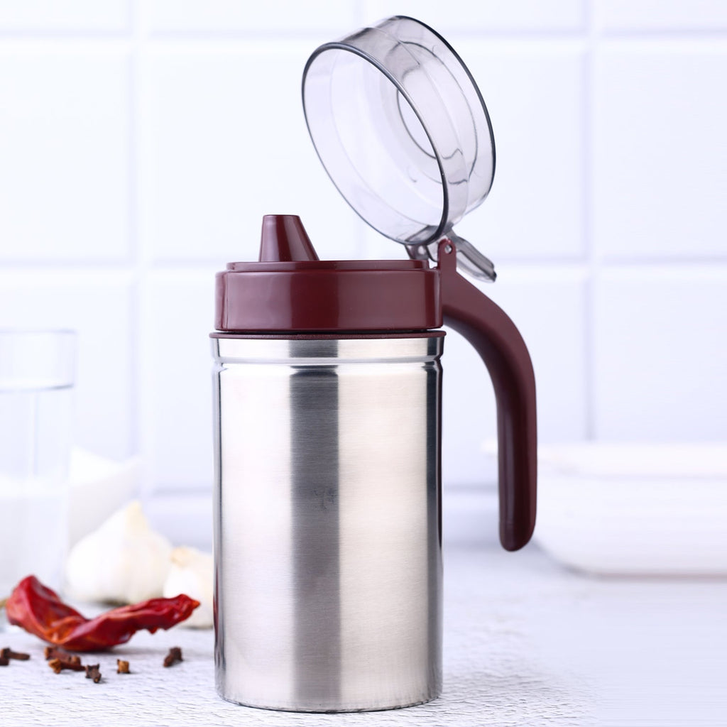8126 Oil Dispenser Stainless Steel With Small Nozzle 500ml Oil Container. - Namma Angadi