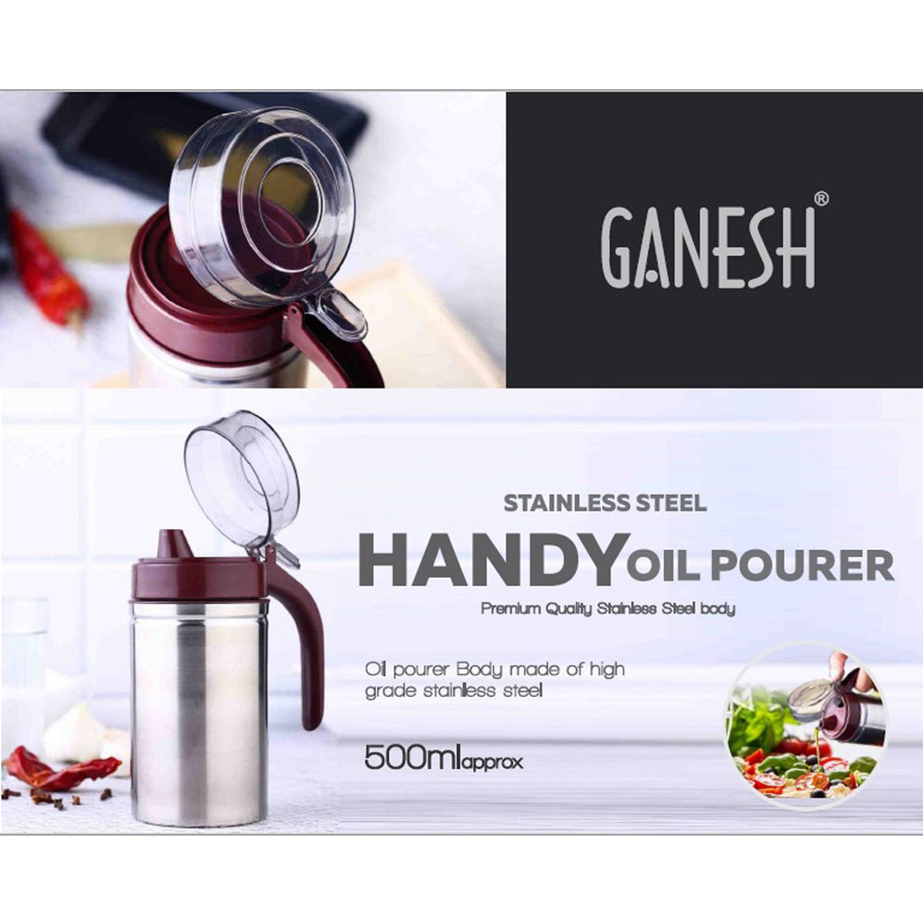 8126 Oil Dispenser Stainless Steel With Small Nozzle 500ml Oil Container. - Namma Angadi