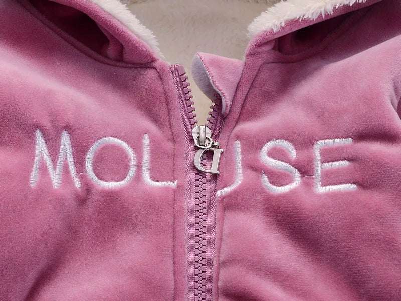 Warm Baby Girls Clothing Set Winter Thick Plush Cotton Clothing Sets For Baby Girls Hoodies And Pants Kids Suit Children Clothes