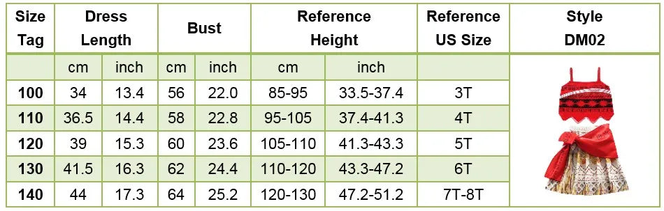 3-10 Years Girls Vaiana Dress Moana Costume Children Halloween Princess Party Outfit Clothes Kids Carnival Fancy Clothes