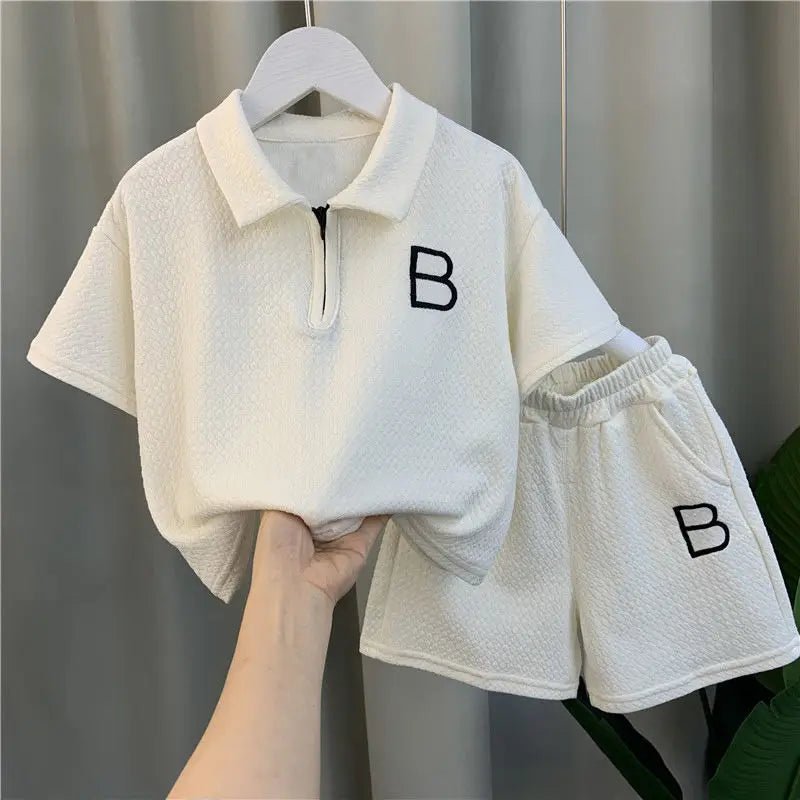 Baby Boy Clothes Set Children Girls Zip Lapel Tshirts and Shorts 2 Pieces Summer Short Sleeve Top Bottom Outfits Tracksuits - Namma Angadi