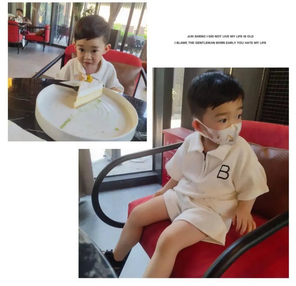 Baby Boy Clothes Set Children Girls Zip Lapel Tshirts and Shorts 2 Pieces Summer Short Sleeve Top Bottom Outfits Tracksuits - Namma Angadi