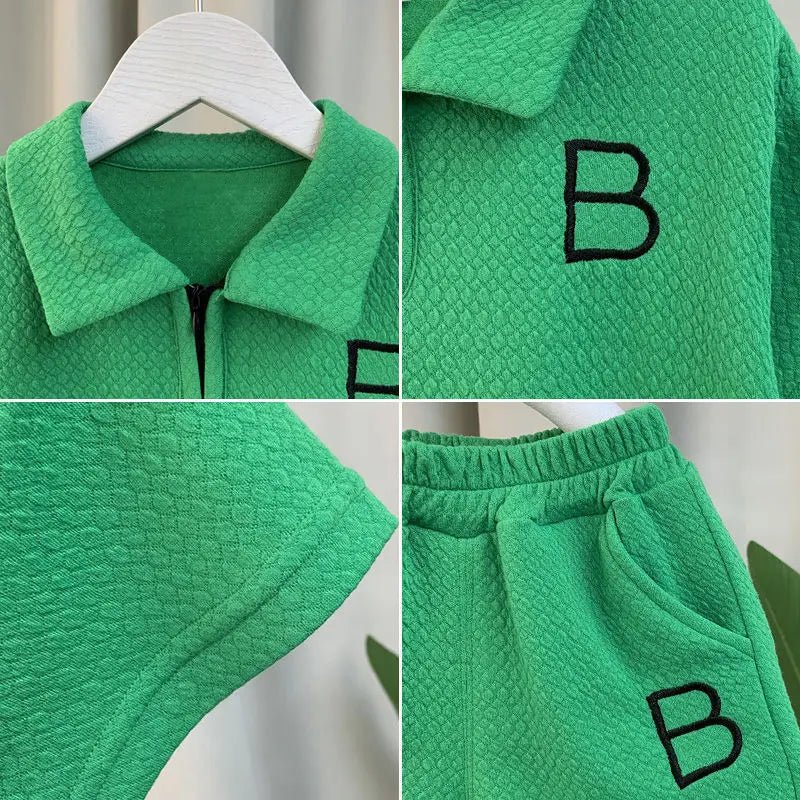 Baby Boy Clothes Set Children Girls Zip Lapel Tshirts and Shorts 2 Pieces Summer Short Sleeve Top Bottom Outfits Tracksuits - Namma Angadi