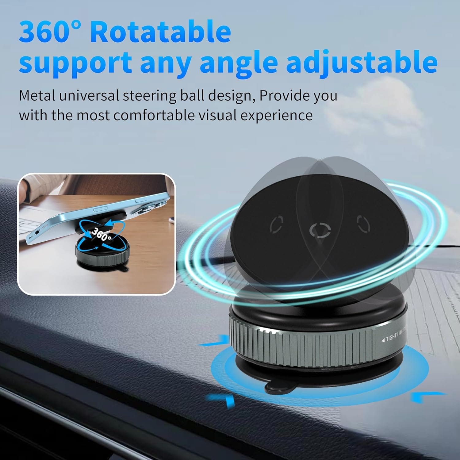 Car Dashboard Phone Holder 360° Vacuum Magnetic Phone Stand - Namma Angadi