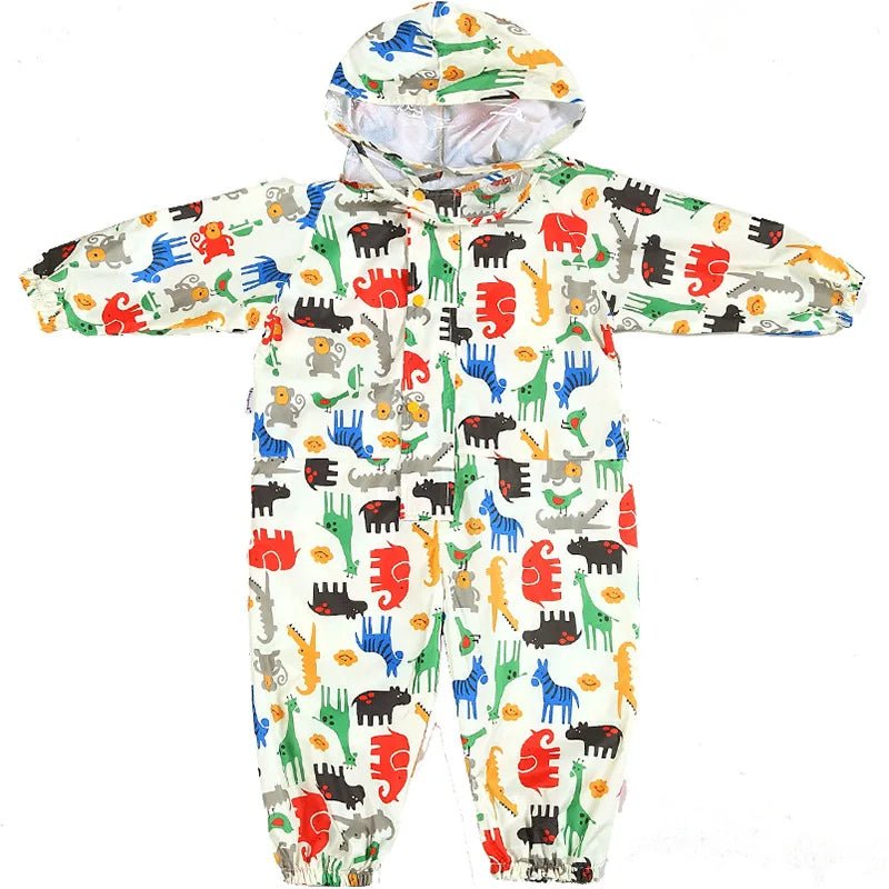 Children Girls Raincoats Fashion Animal Pattern Design Waterproof Rain Pants Kids Hooded Jumpsuit For Baby Boys 1 - 10 Ys Rainsuit - Namma Angadi