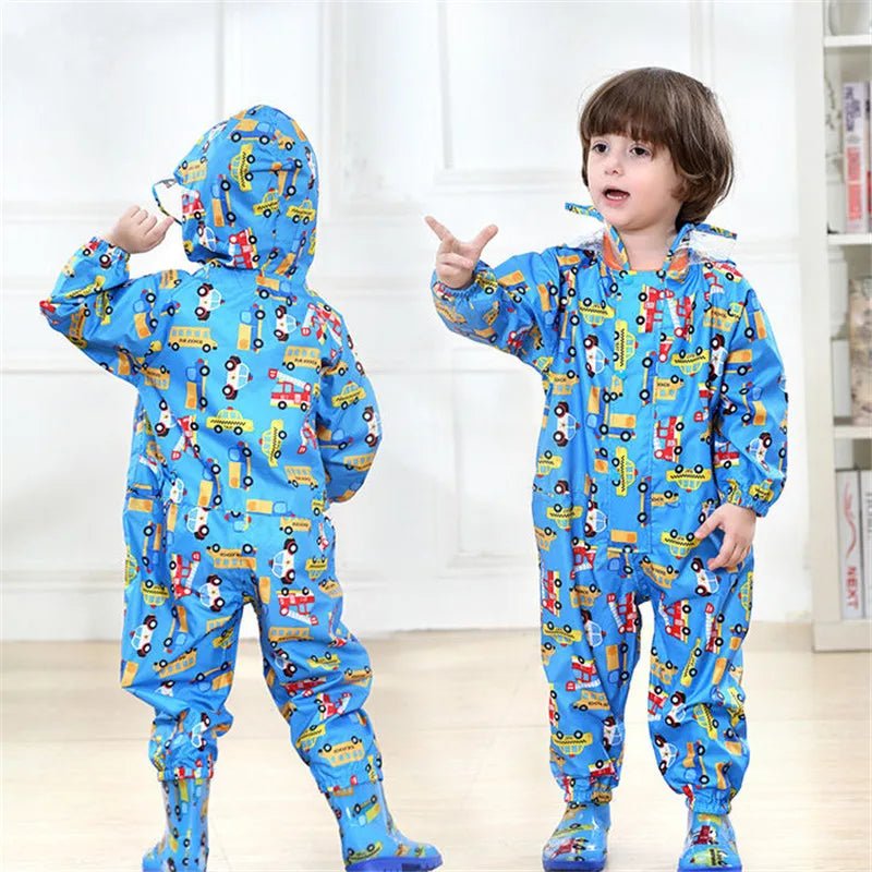 Children Girls Raincoats Fashion Animal Pattern Design Waterproof Rain Pants Kids Hooded Jumpsuit For Baby Boys 1 - 10 Ys Rainsuit - Namma Angadi