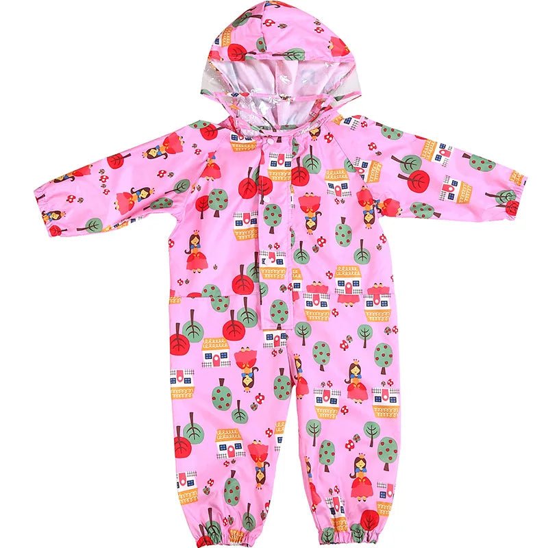 Children Girls Raincoats Fashion Animal Pattern Design Waterproof Rain Pants Kids Hooded Jumpsuit For Baby Boys 1 - 10 Ys Rainsuit - Namma Angadi