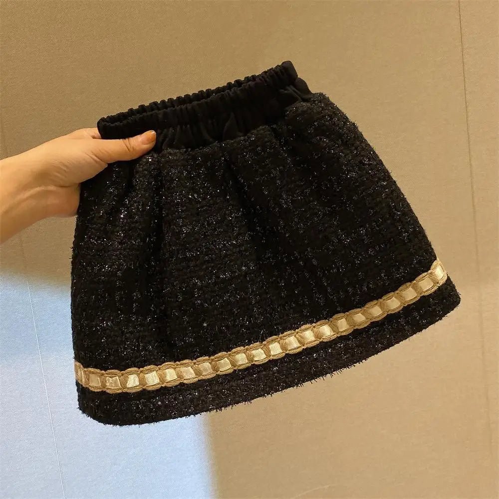 Girl 2 Piece Tweed Set Winter Suit Clothes for 1 - 10Years Children's Cotton Padded Jacket Coat+Skirt New Kids Classic Outfits - Namma Angadi