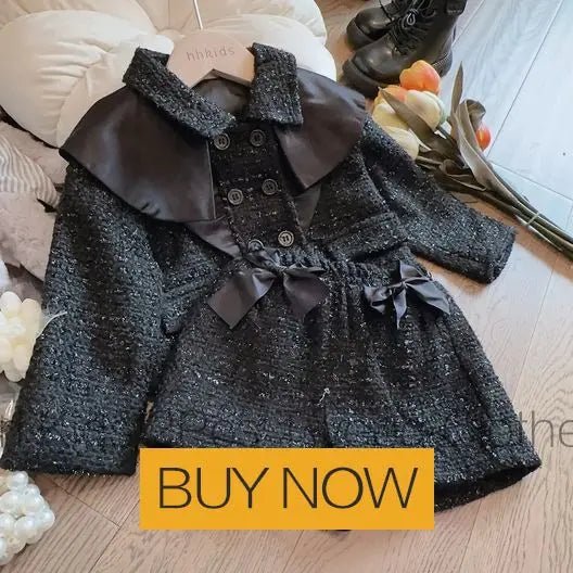 Girl 2 Piece Tweed Set Winter Suit Clothes for 1 - 10Years Children's Cotton Padded Jacket Coat+Skirt New Kids Classic Outfits - Namma Angadi
