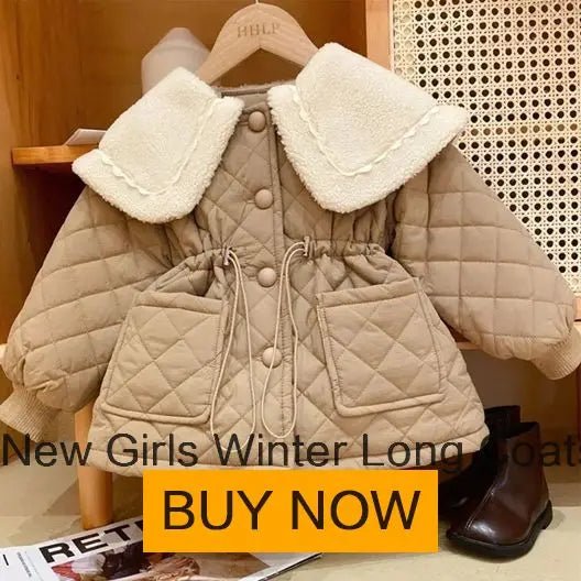 Girl 2 Piece Tweed Set Winter Suit Clothes for 1 - 10Years Children's Cotton Padded Jacket Coat+Skirt New Kids Classic Outfits - Namma Angadi