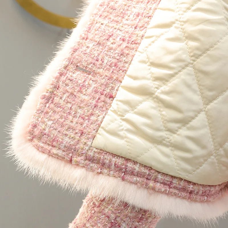 Girl 2 Piece Tweed Set Winter Suit Clothes for 1 - 10Years Children's Cotton Padded Jacket Coat+Skirt New Kids Classic Outfits - Namma Angadi