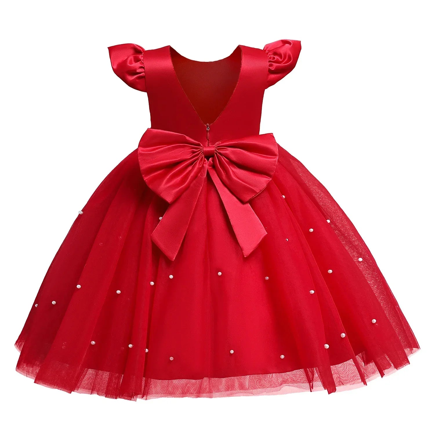 Girls Flower Birthday Tulle Dress Backless Bow Gown Kids Party 1 - 5Yrs Toddler Wear Princess Pink Dresses Baby Girl Bowknot Dress - Namma Angadi
