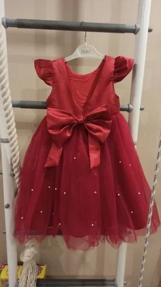 Girls Flower Birthday Tulle Dress Backless Bow Gown Kids Party 1 - 5Yrs Toddler Wear Princess Pink Dresses Baby Girl Bowknot Dress - Namma Angadi