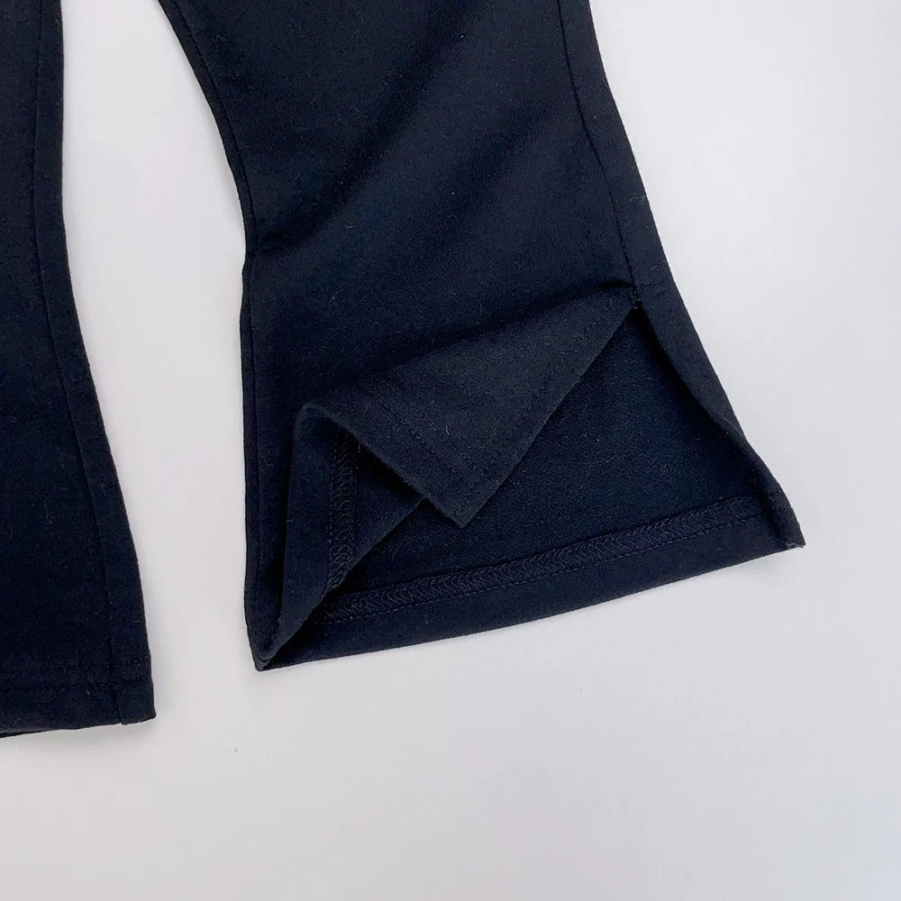 Girls' Long Sleeve Set Autumn and Winter New Girls' Large Lapel Pleated Stripe Top+Bell - bottoms Two Piece Girls' Set - Namma Angadi