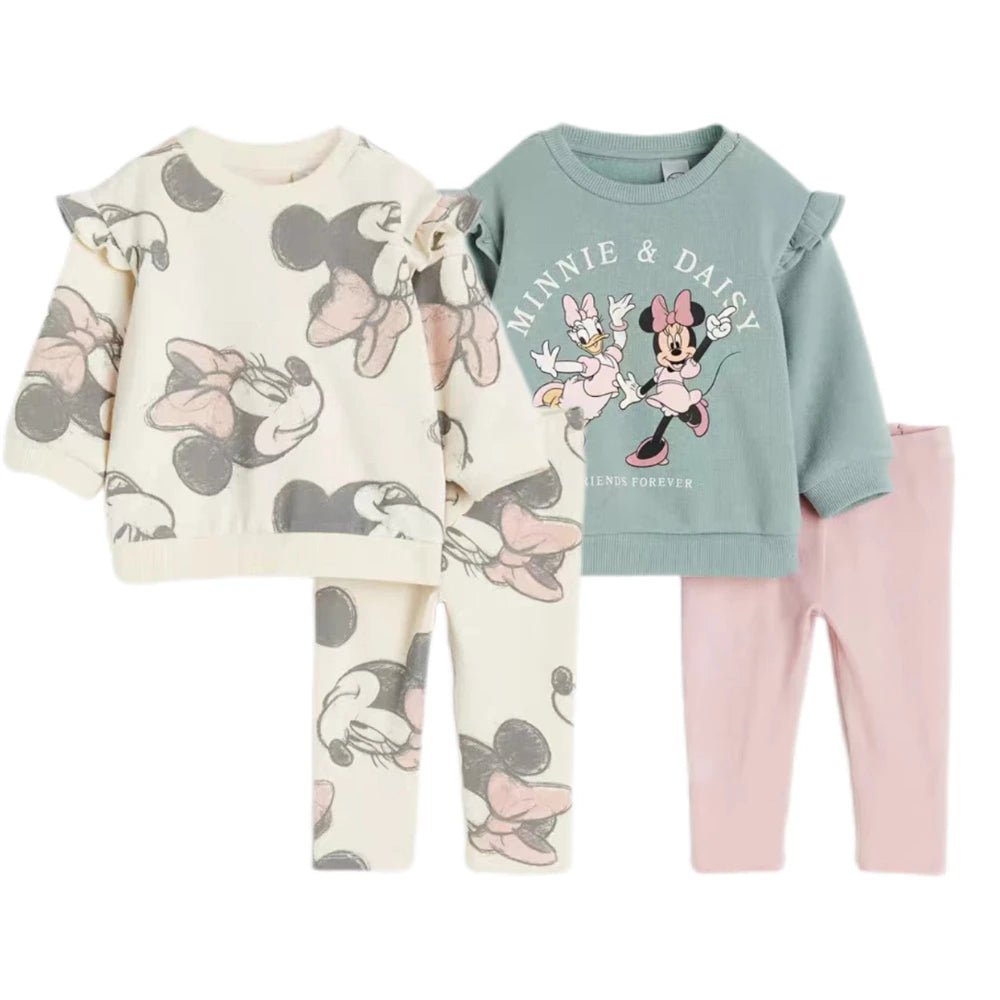 Girls Minnie Sweatshirt Solid Color Pants Two - piece Set Casual Sports Costume Child New Long Sleeve Outfits Lovely Tops+Pants - Namma Angadi