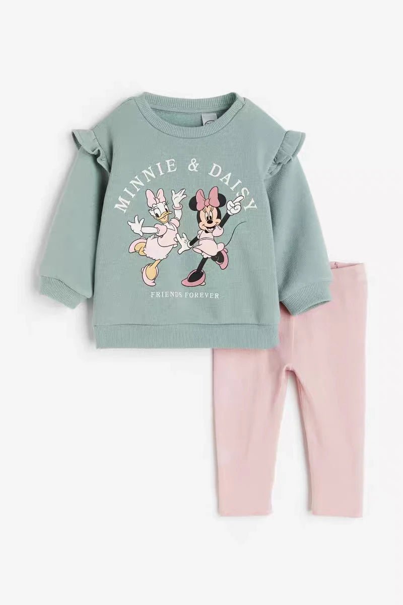 Girls Minnie Sweatshirt Solid Color Pants Two - piece Set Casual Sports Costume Child New Long Sleeve Outfits Lovely Tops+Pants - Namma Angadi