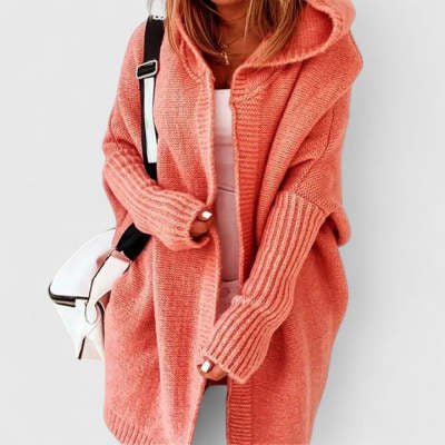Ins Knitted Hooded Cardigan Fashion Loose Solid Color Batwing Sleeve Sweater Autumn And Winter Women's Clothing - Namma Angadi