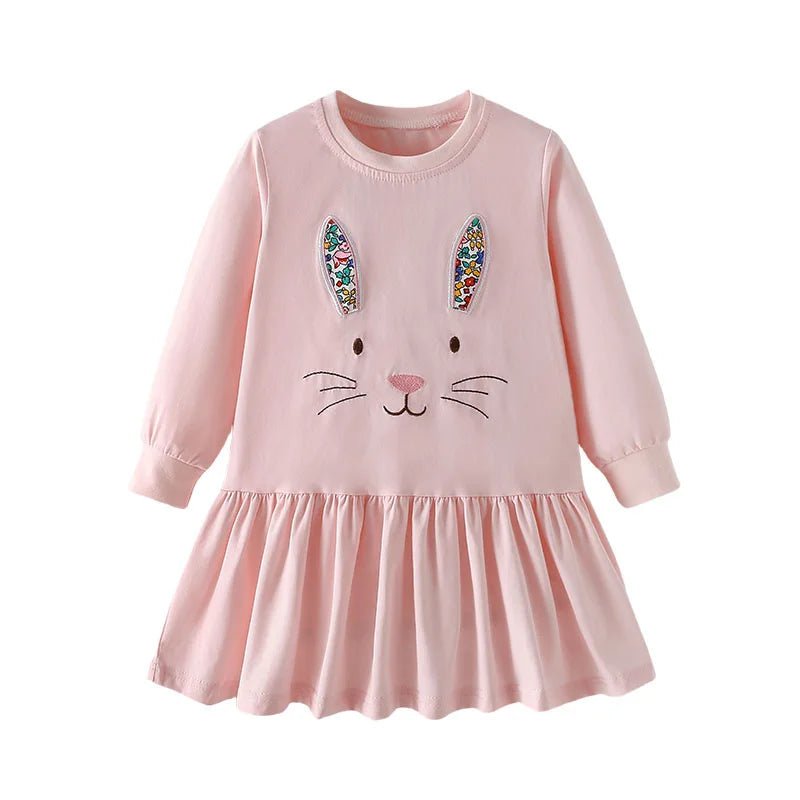 Jumping Meters 2 - 7 Hot Selling Princess Girls Dresses Dinosaurs Cotton Long Sleeve Children's Clothes Party Fashion Kids Frocks - Namma Angadi
