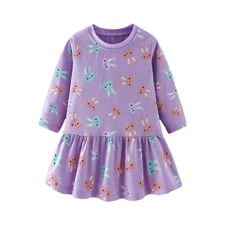 Jumping Meters 2 - 7 Hot Selling Princess Girls Dresses Dinosaurs Cotton Long Sleeve Children's Clothes Party Fashion Kids Frocks - Namma Angadi