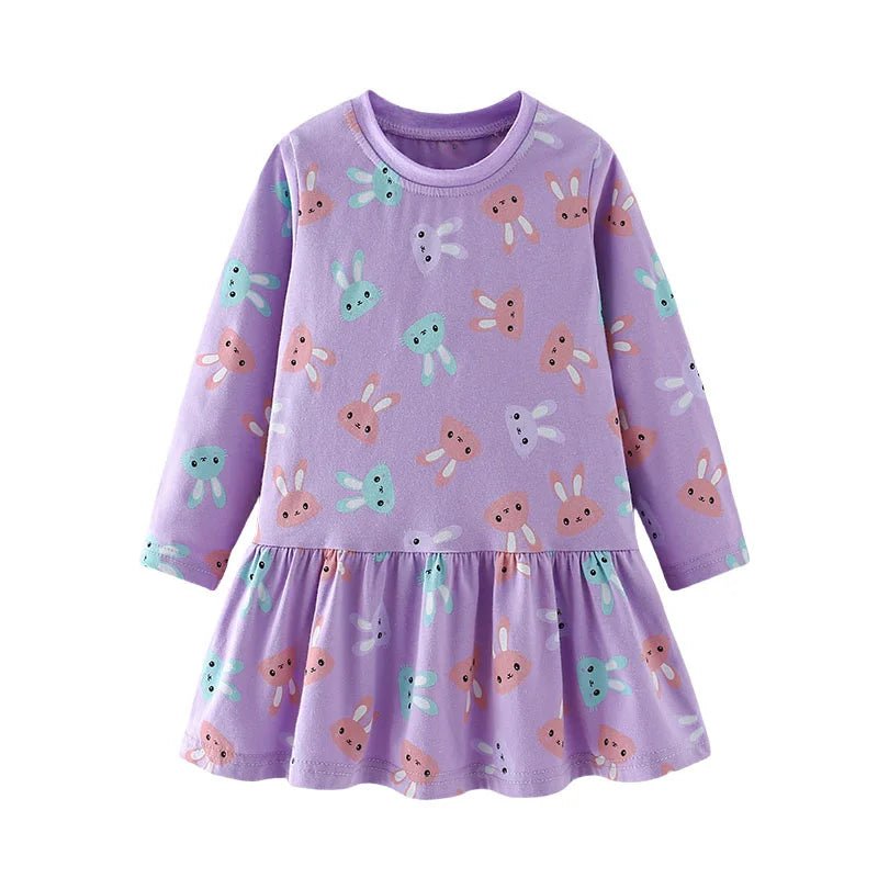 Jumping Meters 2 - 7 Hot Selling Princess Girls Dresses Dinosaurs Cotton Long Sleeve Children's Clothes Party Fashion Kids Frocks - Namma Angadi