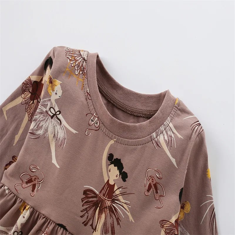 Jumping Meters 2 - 7 Hot Selling Princess Girls Dresses Dinosaurs Cotton Long Sleeve Children's Clothes Party Fashion Kids Frocks - Namma Angadi