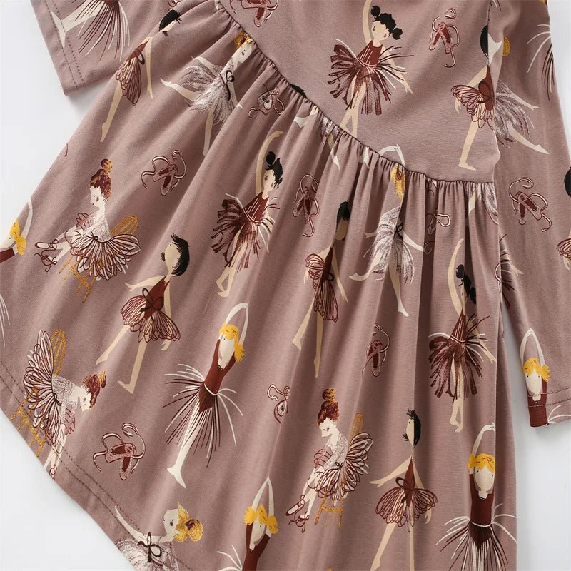 Jumping Meters 2 - 7 Hot Selling Princess Girls Dresses Dinosaurs Cotton Long Sleeve Children's Clothes Party Fashion Kids Frocks - Namma Angadi