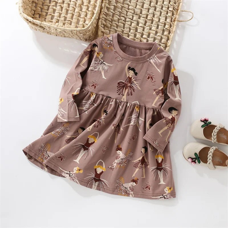 Jumping Meters 2 - 7 Hot Selling Princess Girls Dresses Dinosaurs Cotton Long Sleeve Children's Clothes Party Fashion Kids Frocks - Namma Angadi