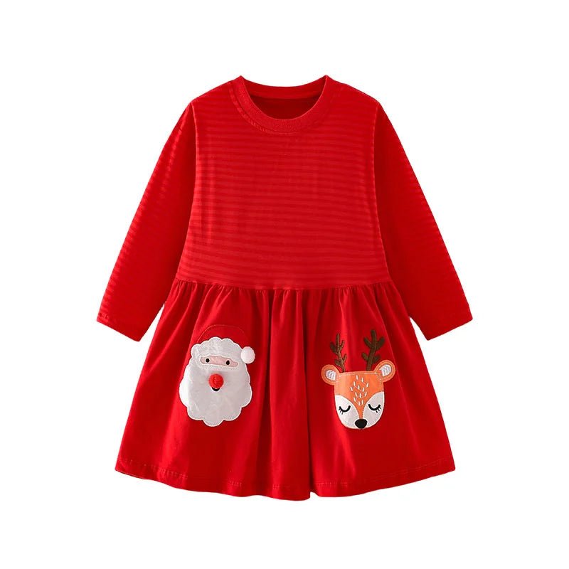 Jumping Meters 2 - 7 Hot Selling Princess Girls Dresses Dinosaurs Cotton Long Sleeve Children's Clothes Party Fashion Kids Frocks - Namma Angadi