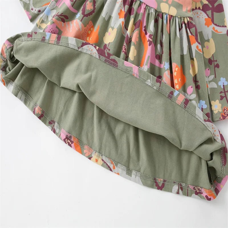 Jumping Meters 2 - 7 Hot Selling Princess Girls Dresses Dinosaurs Cotton Long Sleeve Children's Clothes Party Fashion Kids Frocks - Namma Angadi