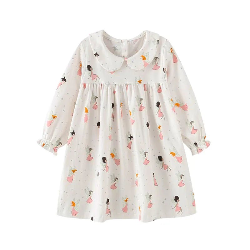 Jumping Meters 2 - 7 Hot Selling Princess Girls Dresses Dinosaurs Cotton Long Sleeve Children's Clothes Party Fashion Kids Frocks - Namma Angadi